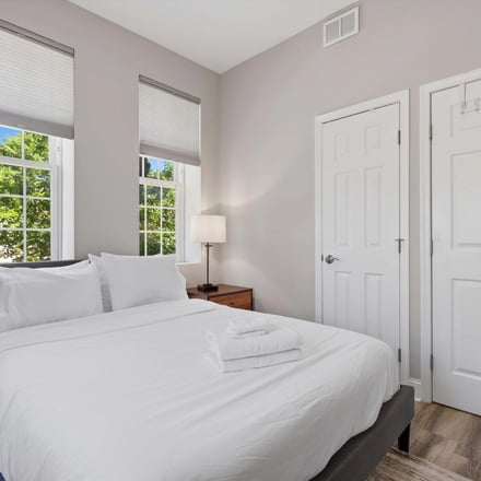Clean bedroom with natural light, Capitol Hill